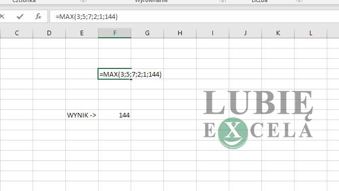 Excel Funkcja MAX - wartości